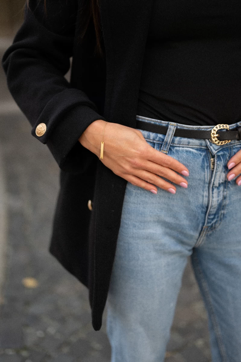 Náramek s dlouhou destičkou ze růžového zlata14K