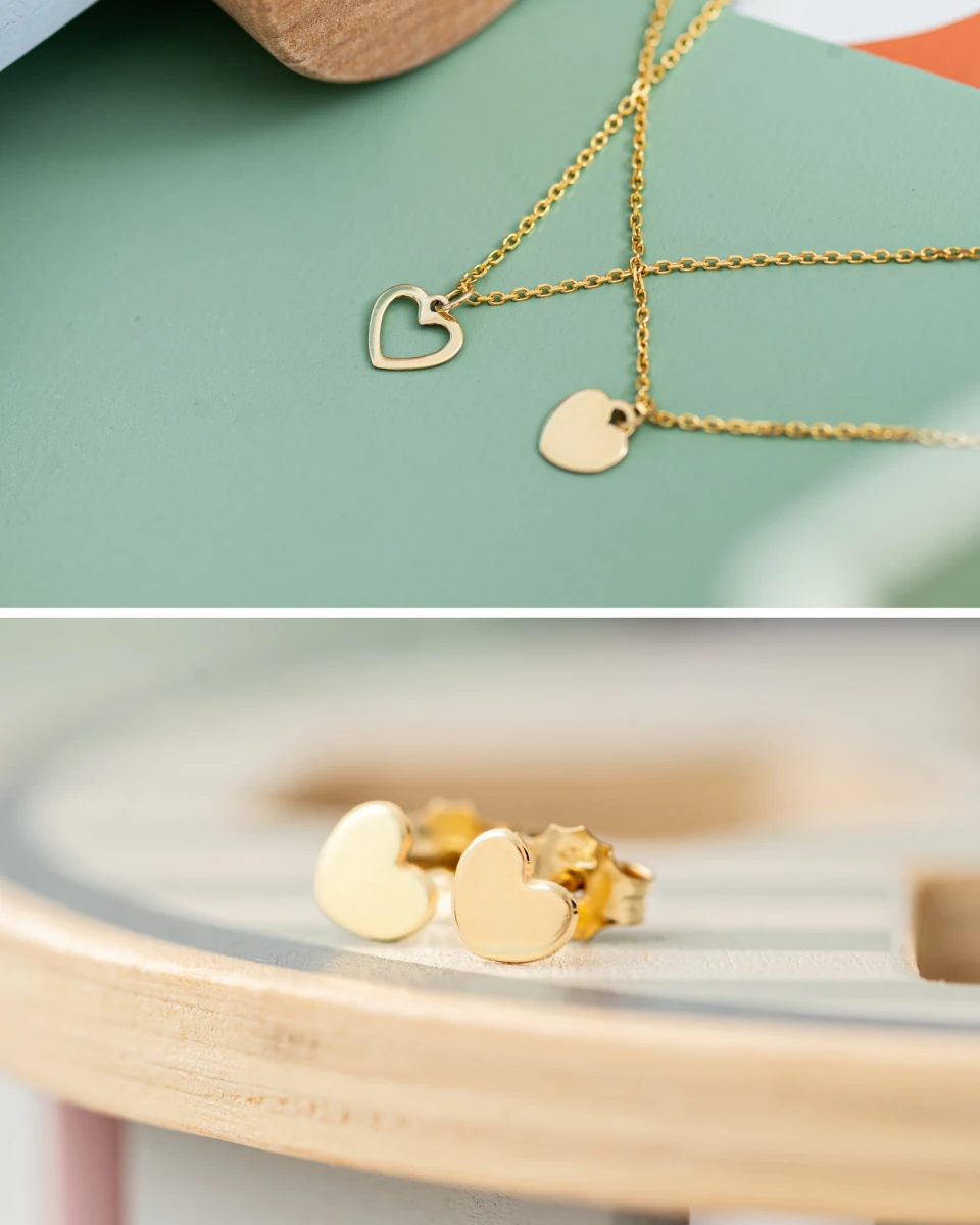 Náušnice Baby Heart ze žlutého zlata 14K