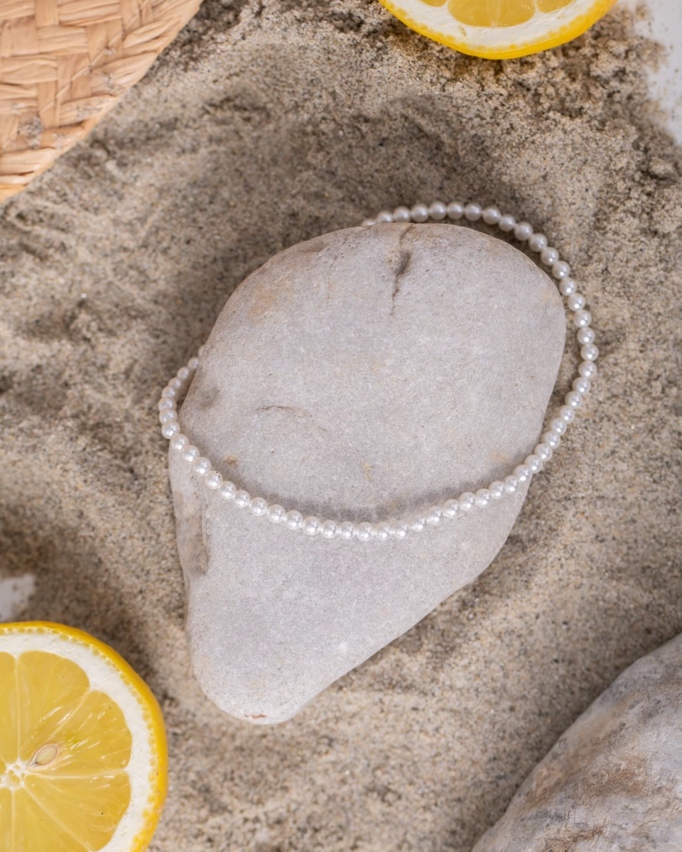 ZILIA White Ghost Pearl Stříbrný kotníkový náramek