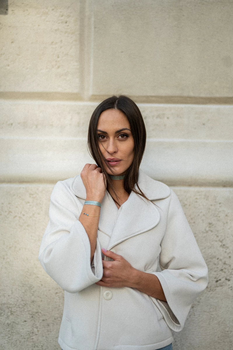 ZILIA arabský náramek ze zlatých nití zlatá a džínová modrá