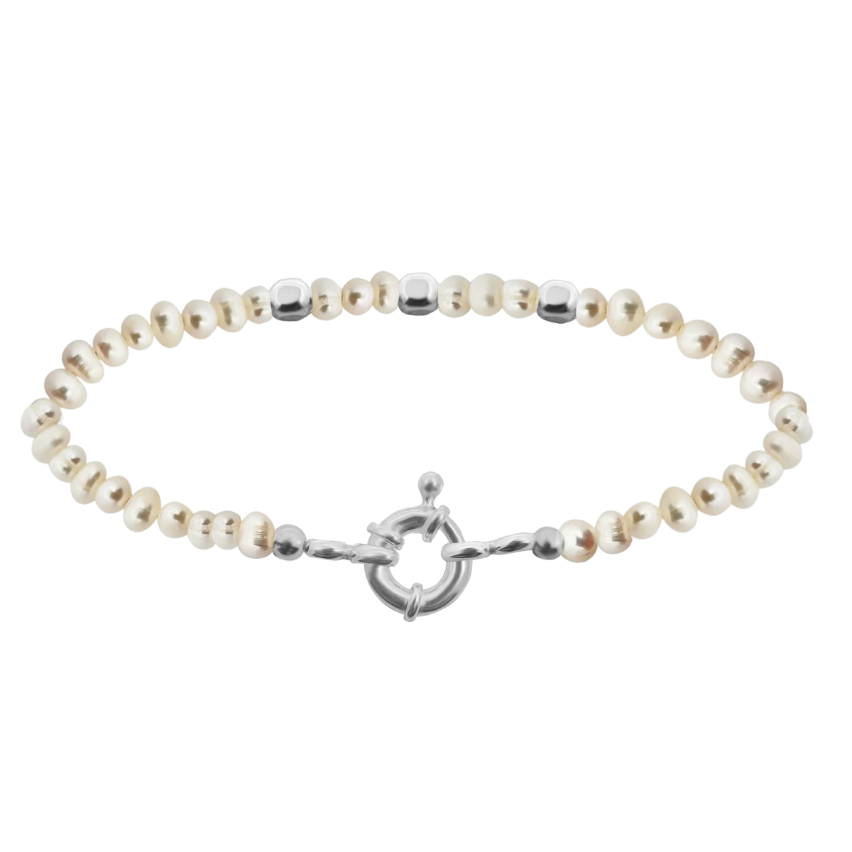 Perlový náramek ze stříbra 925 s kostkou