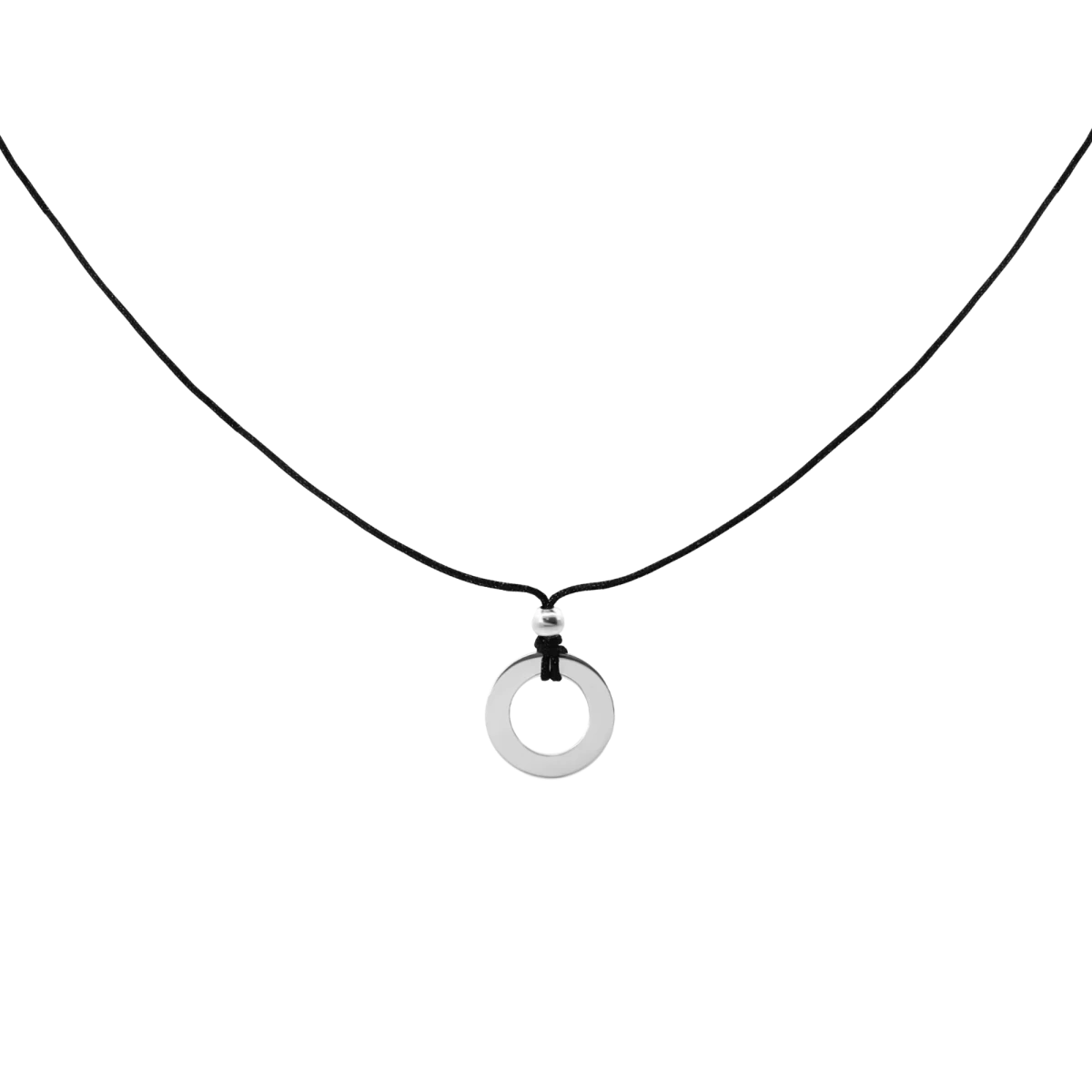 Contour Circle Sheet Silver 925 Thread Necklace (Engravable)