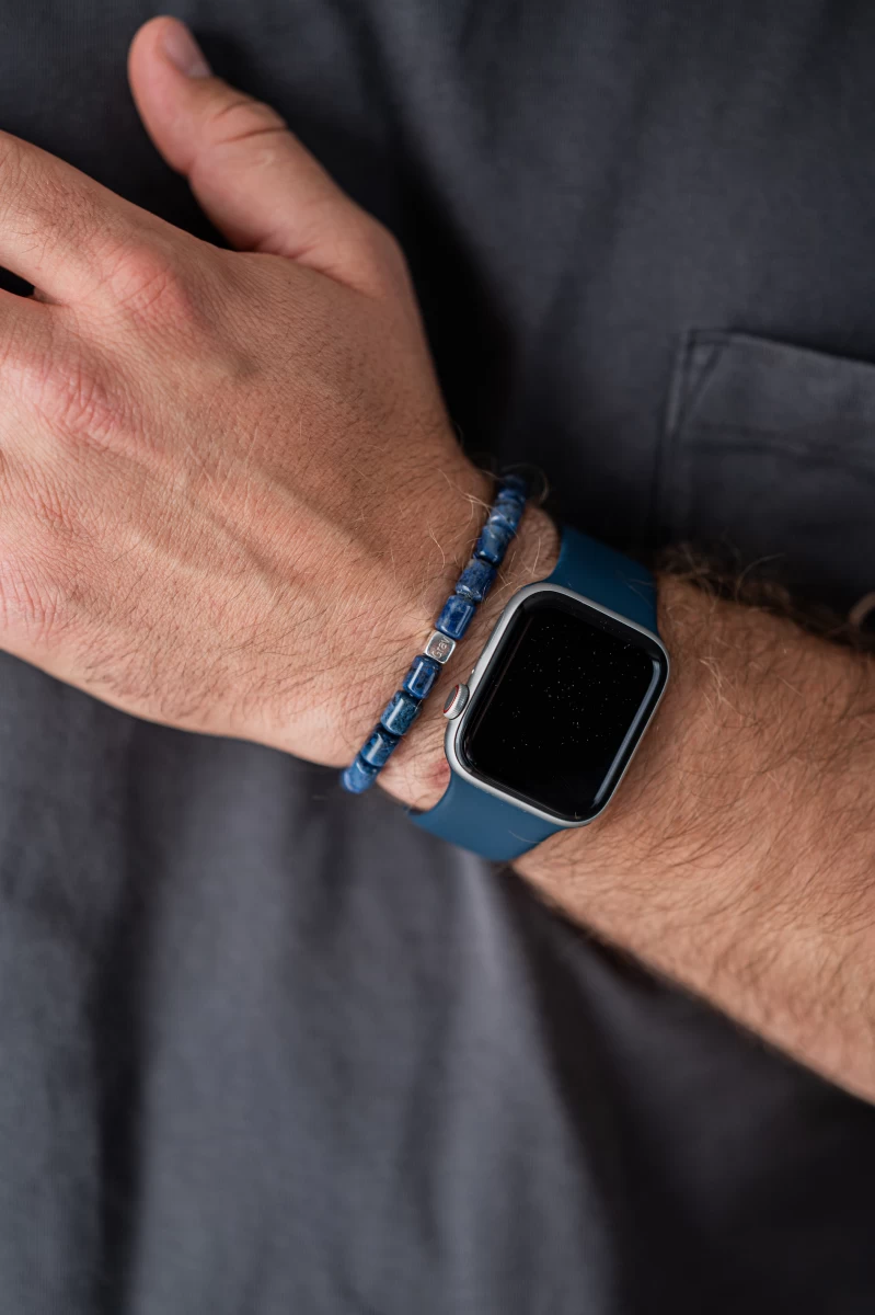 Dumortieritový minerální stříbrný náramek 925