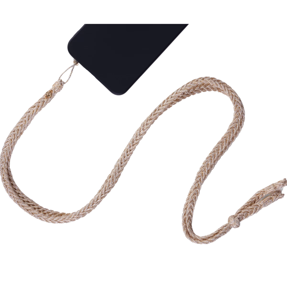 Tradiční arabská šňůrka na telefon ze zlatých nití v barvě růžového zlata