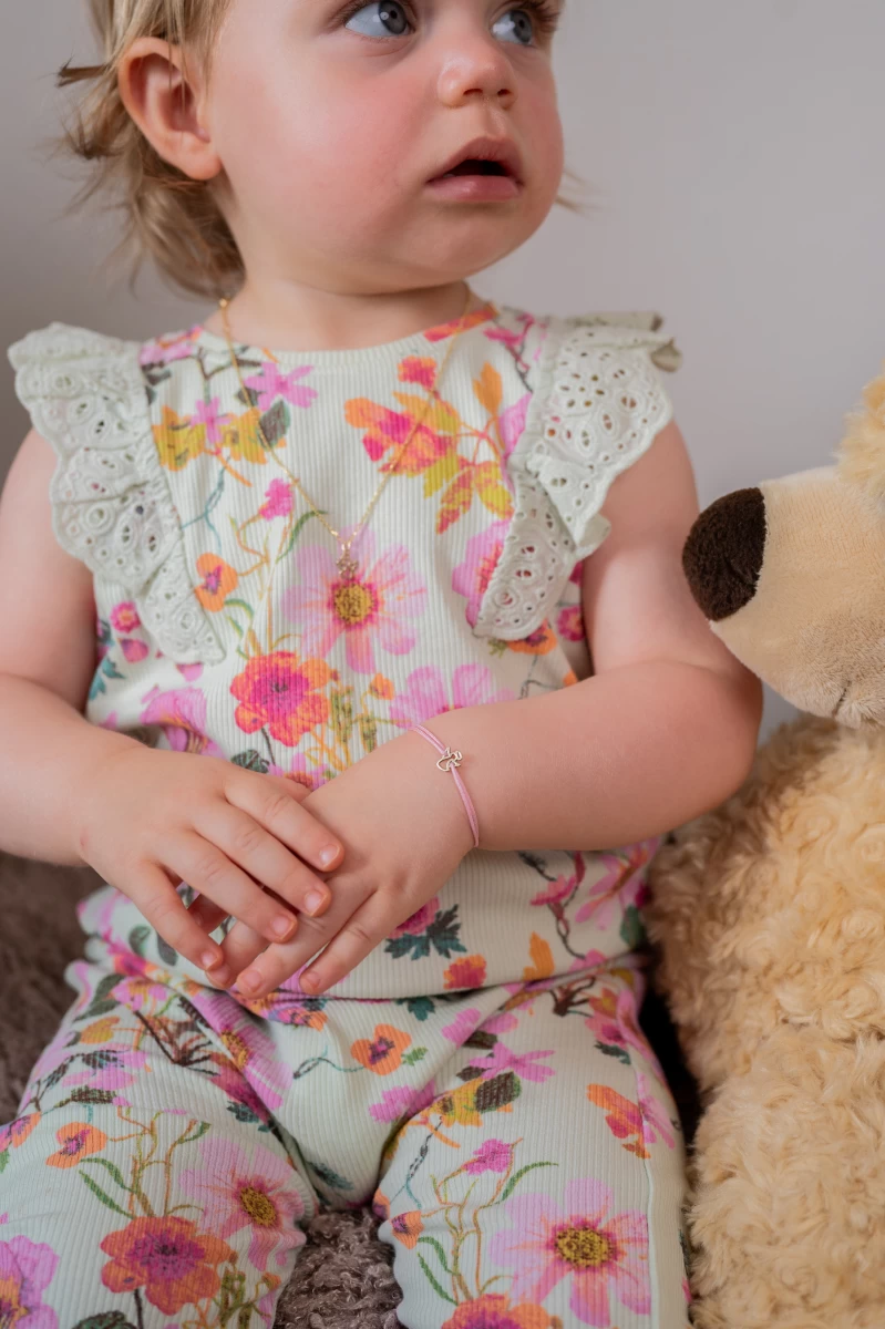 Dětský provázkový náramek s přívěskem anděla se svatozáří ze stříbra 925