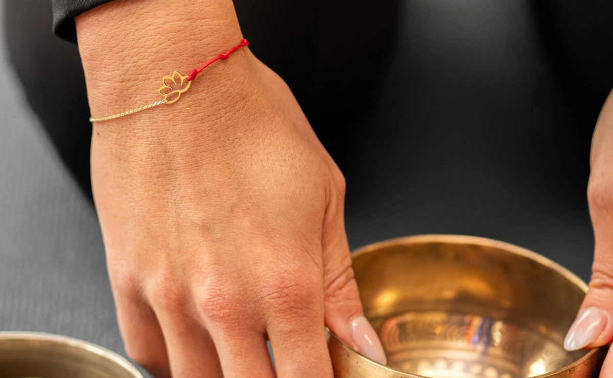Náramek Lotus Kabbalah z růžového zlata 14K
