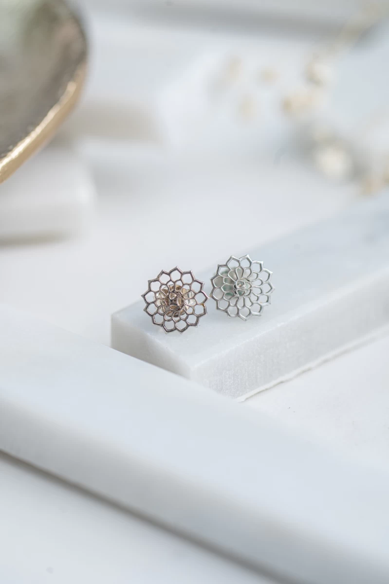 Stříbrné náušnice mandala