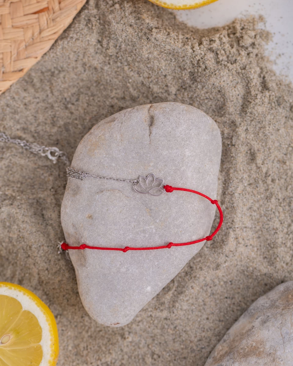 Jóga náramek na kotník s přívěskem lotusu ze zlata 14K