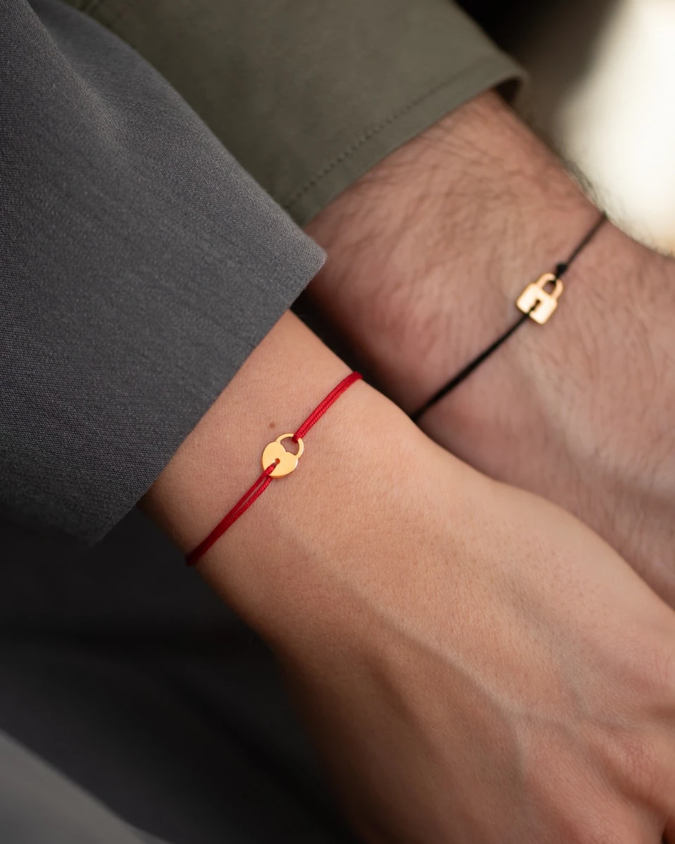 Párový náramek s visacím zámkem ze sterlingového stříbra 925