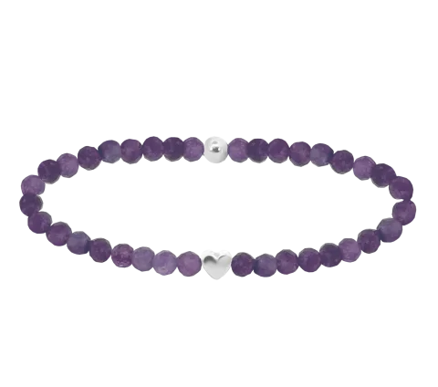 ZILIA Gemstone Amethyst Heart Stříbrný 925 Mineral Náramek