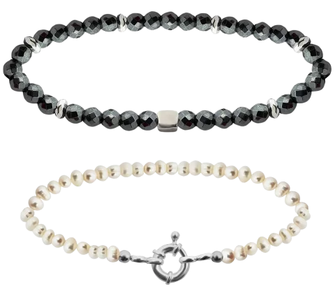 Stříbrný náramek ZILIA Pearl And Hematite