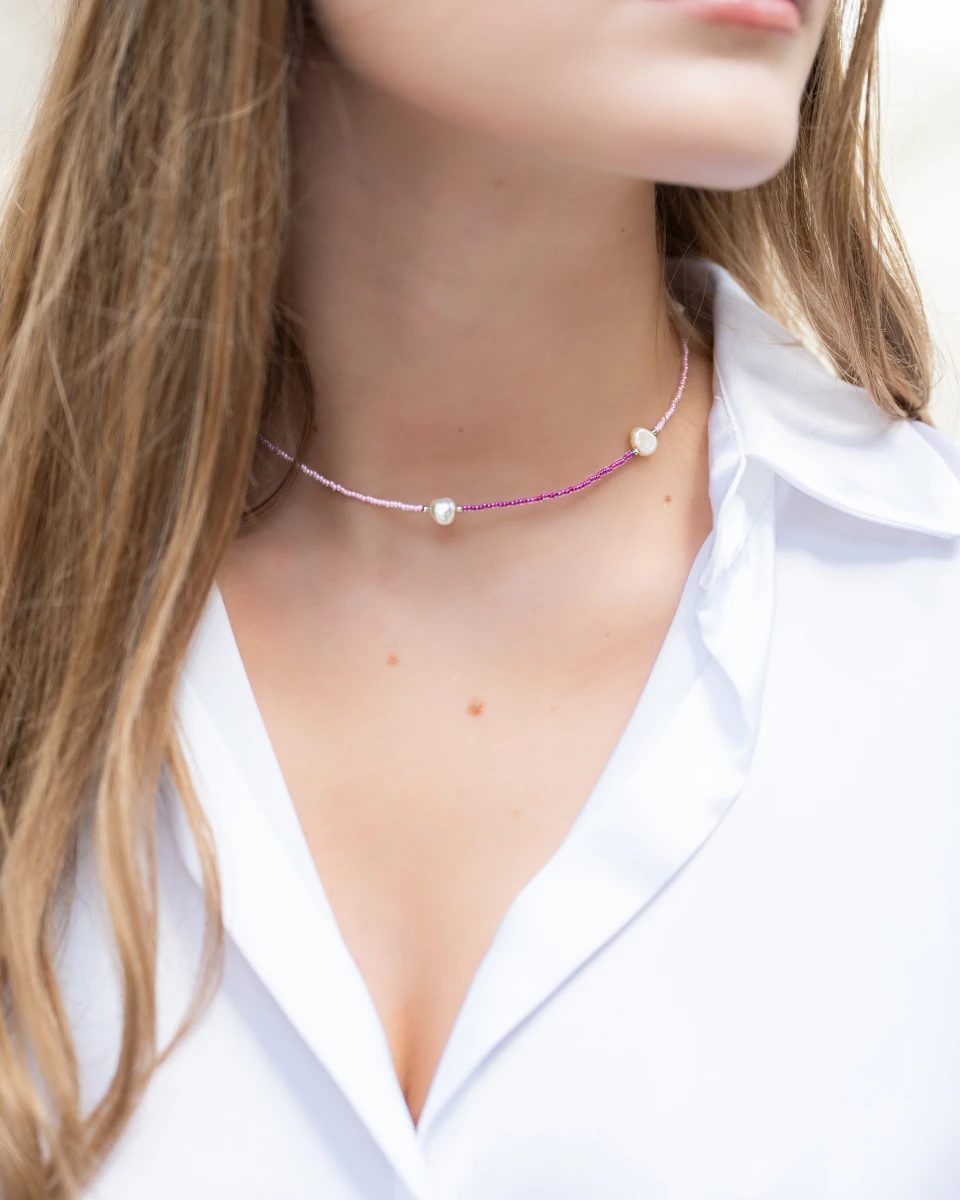 ZILIA Pink Design Perla Stříbrný náhrdelník