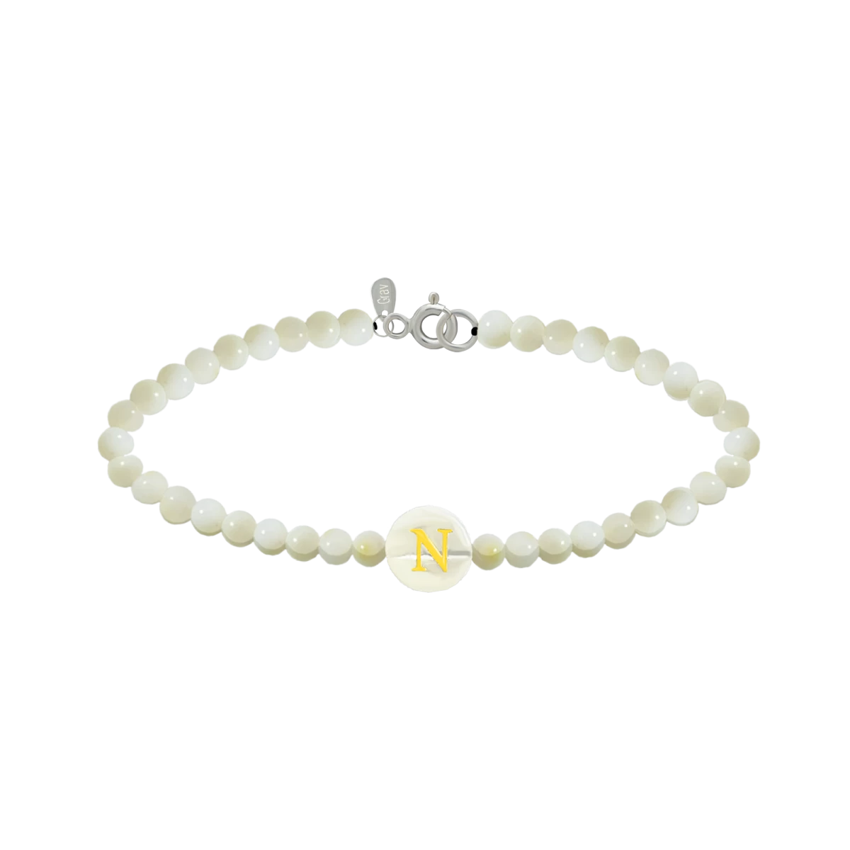 Náramek z perletě a mušlí s písmenem