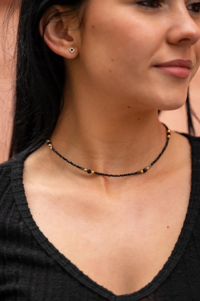 Onyx A Hematit 925 Sterlingové Stříbro Nahrdelniky