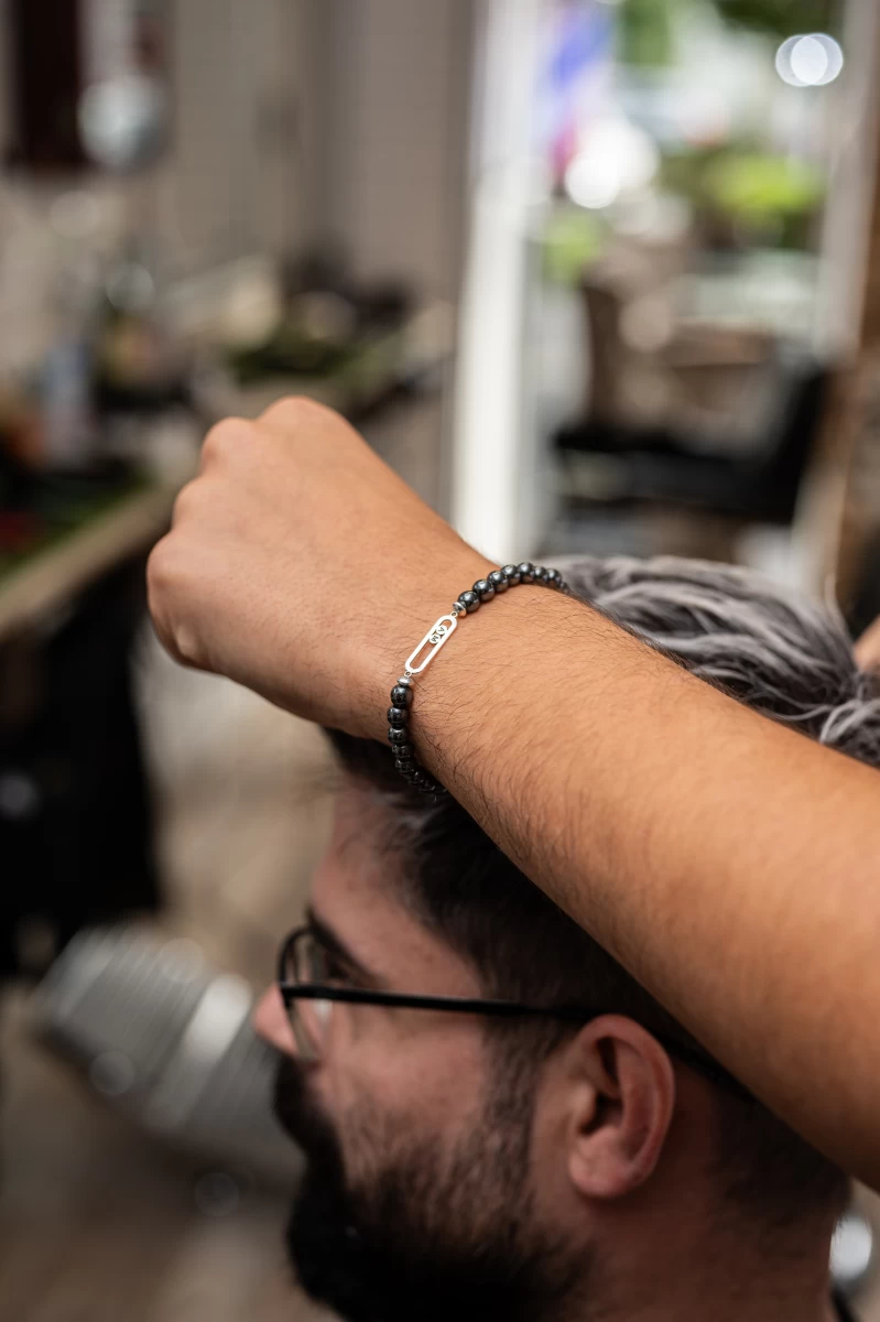 ZILIA Clasp For Him Hematite Stříbrný náramek