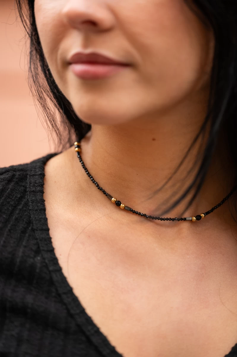 Onyx A Hematit 925 Sterlingové Stříbro Nahrdelniky