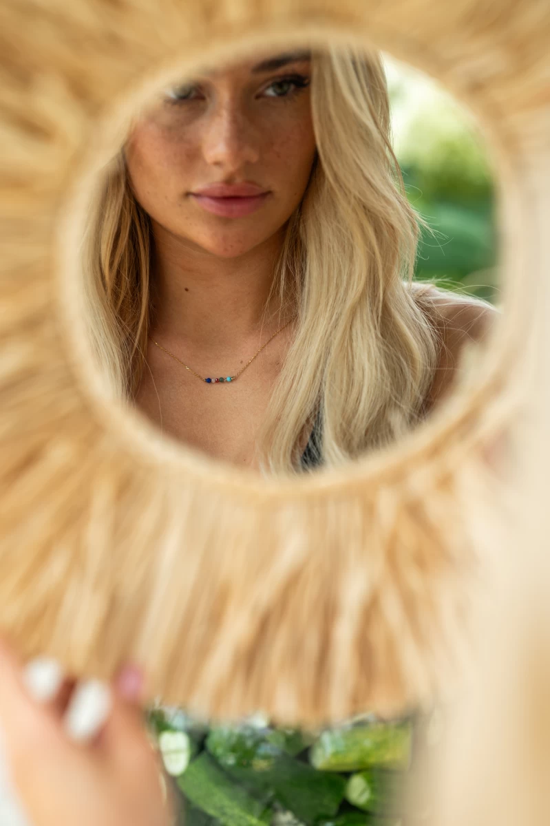 Náhrdelník růžové zlato s barevnými krystaly