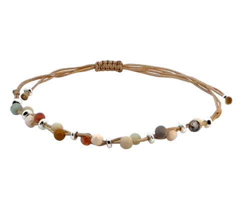 ZILIA Macrame Earth Stříbrný kotníkový náramek