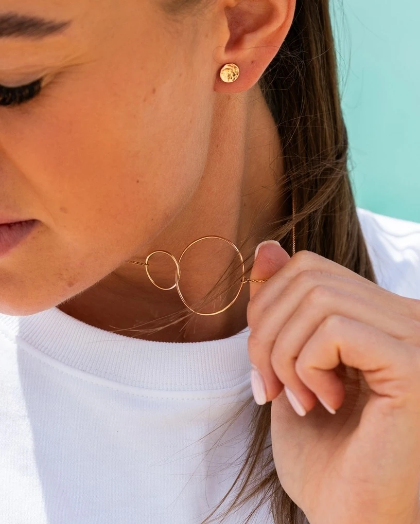 Náušnice Quintessa Circle z růžového zlata 14K