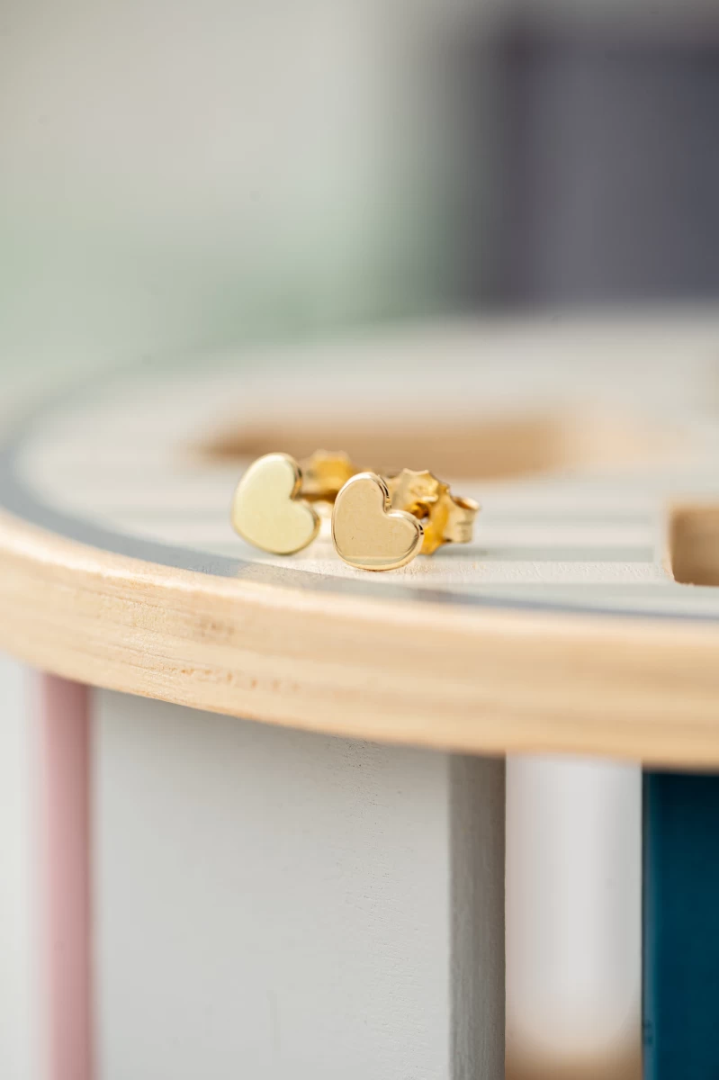 Náušnice Baby Heart ze žlutého zlata 14K