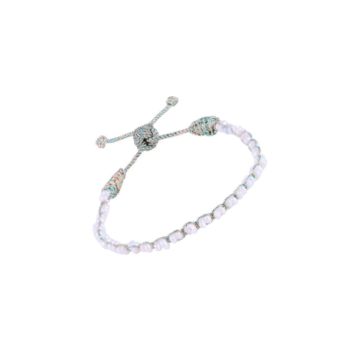 Tradiční arabský náramek se zlatou nití v broskvové a zelené