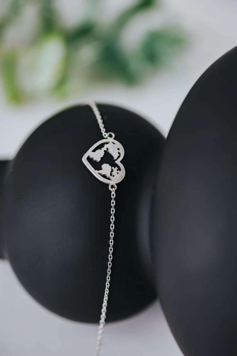 Svět V Srdci 925 Sterlingové Stříbro Náhrdelník