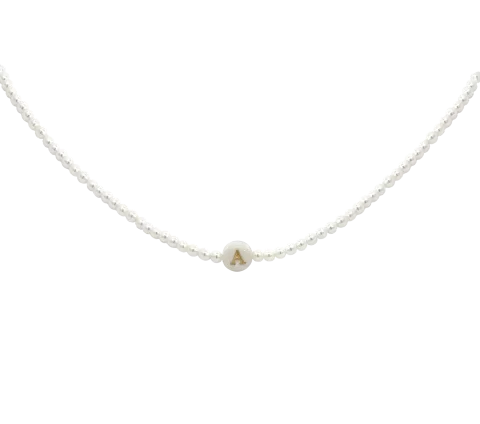 ZILIA Pearl Letter Abc Stříbrný náhrdelník