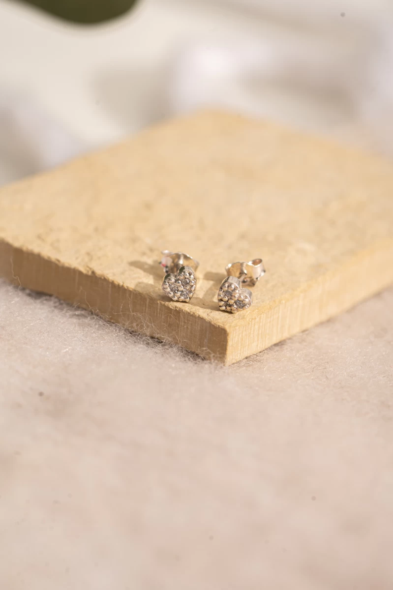 Náušnice ze růžového zlata-14K ve tvaru srdce se zirkoniemi