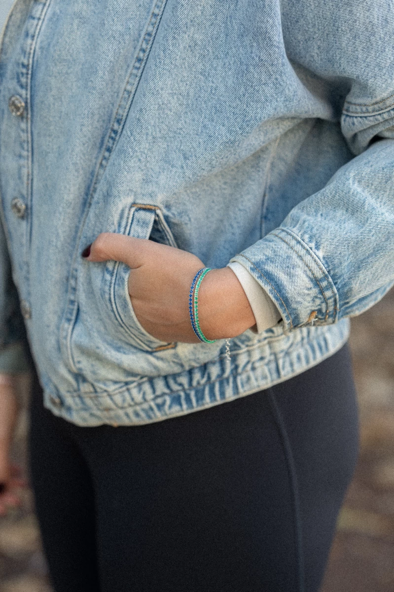 Tenisový náramek s modrou zirkonií ze stříbra 925