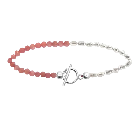 ZILIA Pink Opal Perla Stříbrný náramek