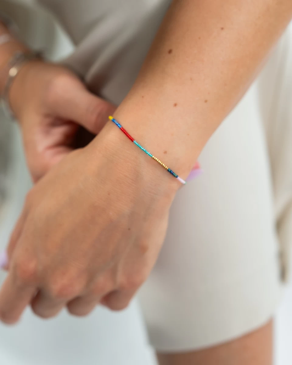 Barevné Korálky Duha 925 Sterlingové Stříbro Náramek