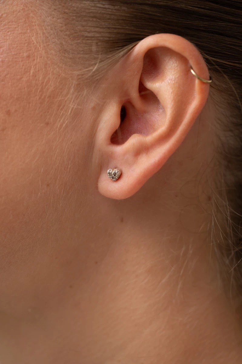 Náušnice ze růžového zlata-14K ve tvaru srdce se zirkoniemi