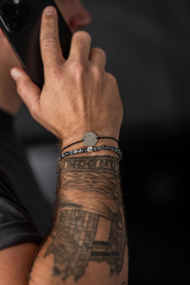 Náramek ze stříbra 925 s obsidiánem