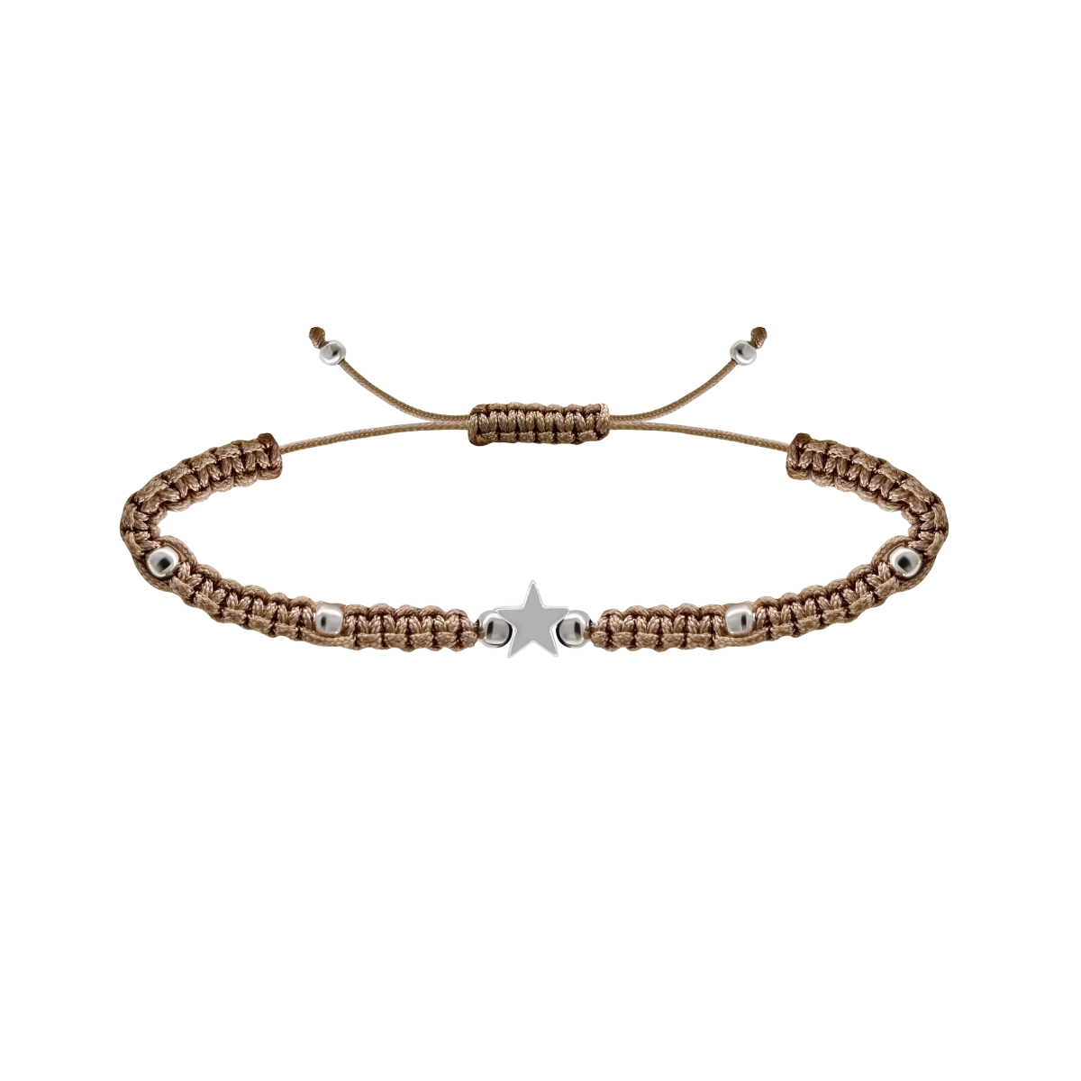 Stříbrný náramek 925 s hvězdou v makramé stylu pro elegantní vzhled