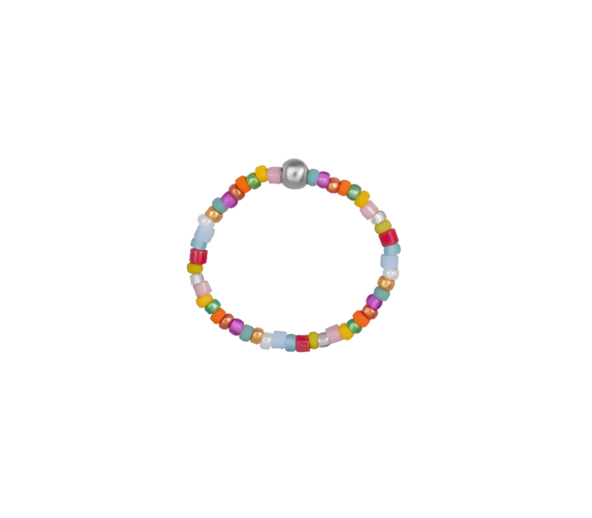 Stříbrný prsten s barevnými korálky