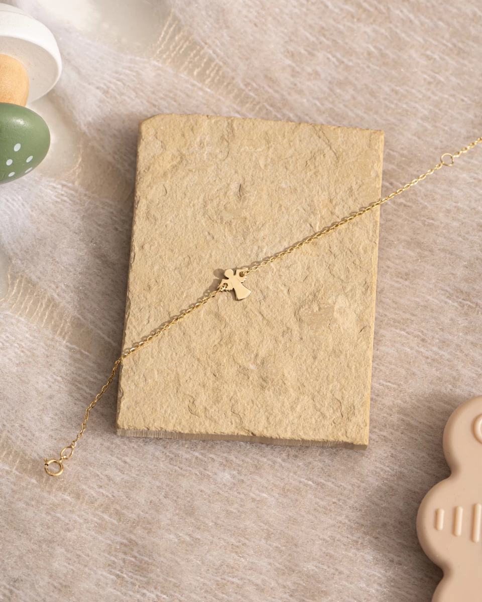 Dětský náramek Anděl z pravého růžozlata 585