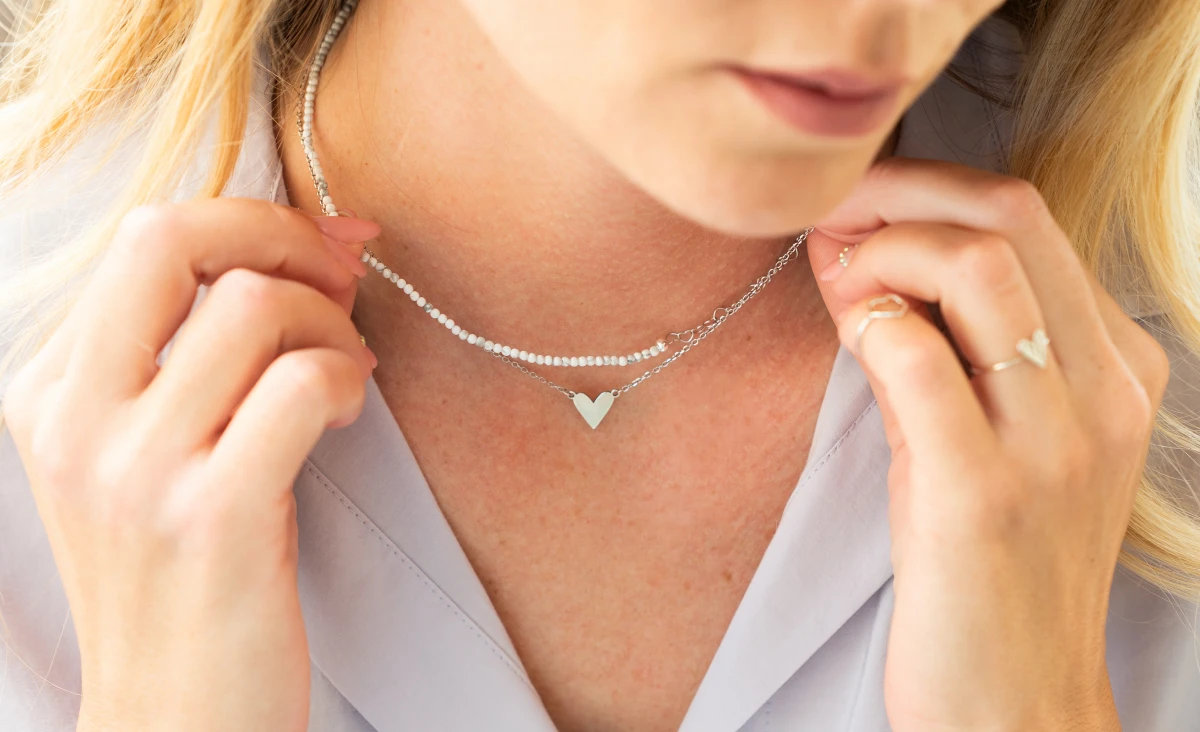 ZILIA Saona Heart Howlite Stříbrný náhrdelník