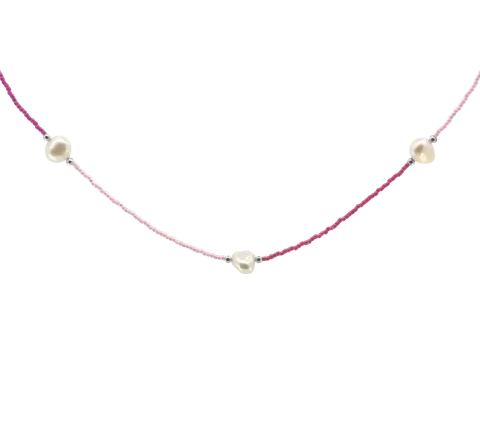 ZILIA Pink Design Perla Stříbrný náhrdelník