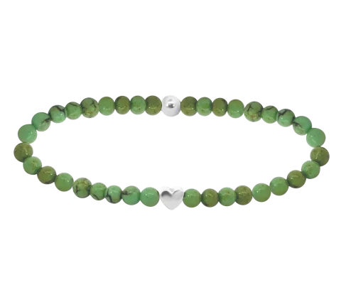 ZILIA Gemstone Calcite Heart Stříbrný 925 Mineral Náramek