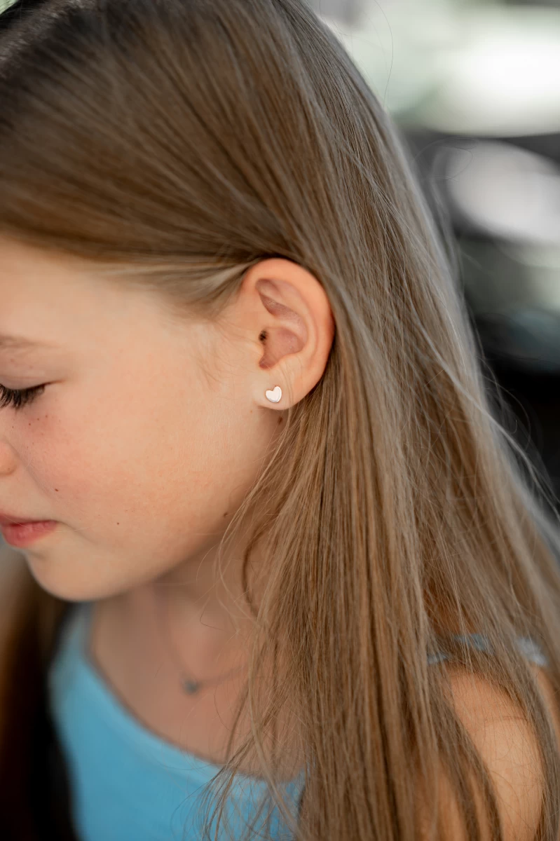 Dětské stříbrné náušnice srdce