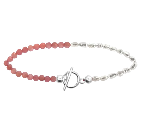 ZILIA Pink Opal Perla Stříbrný kotníkový náramek