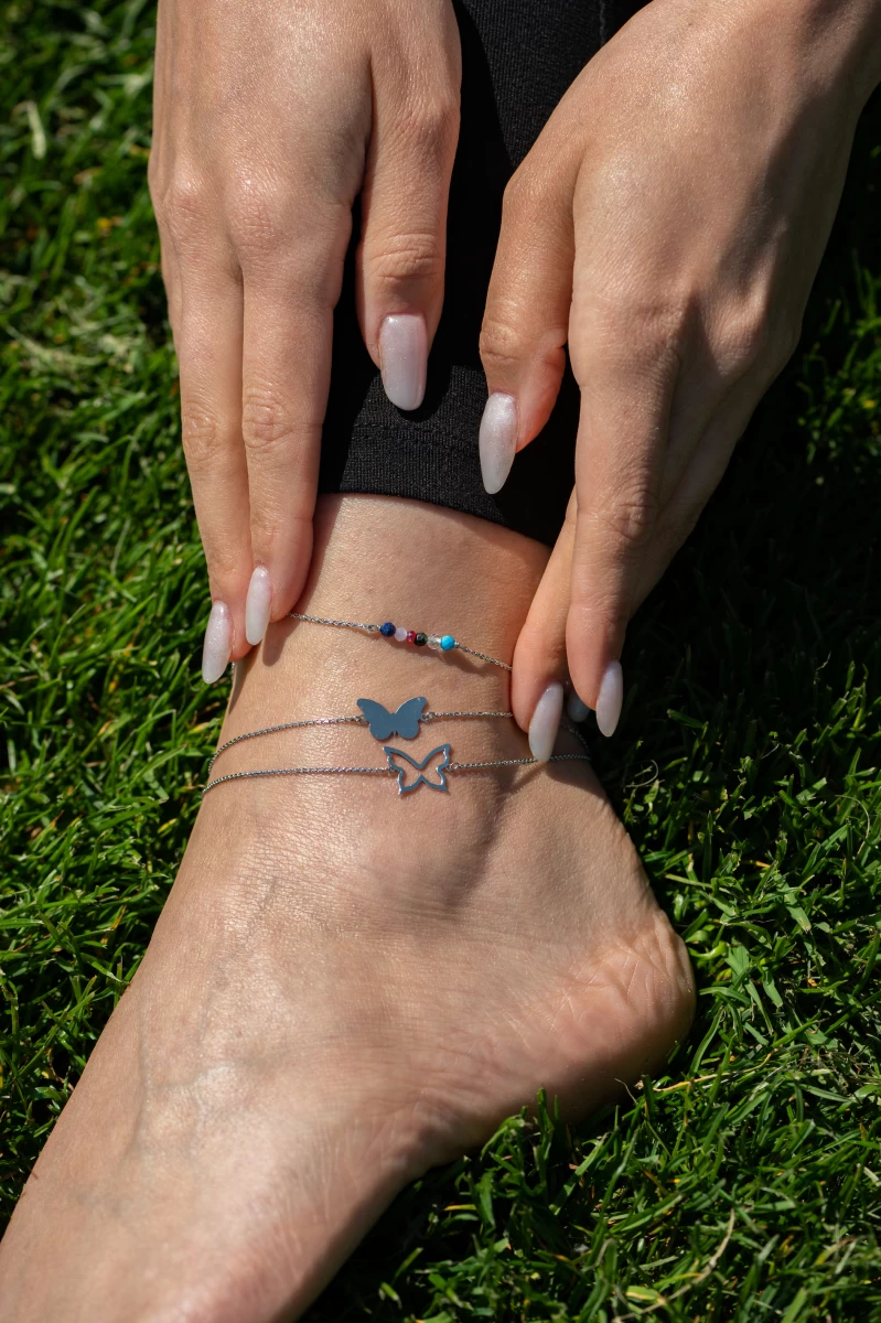 Contour Motýl náramek na nohu z bílého zlata 585